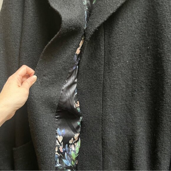Blue Sky Black Wool Coat - Picture 4 of 11